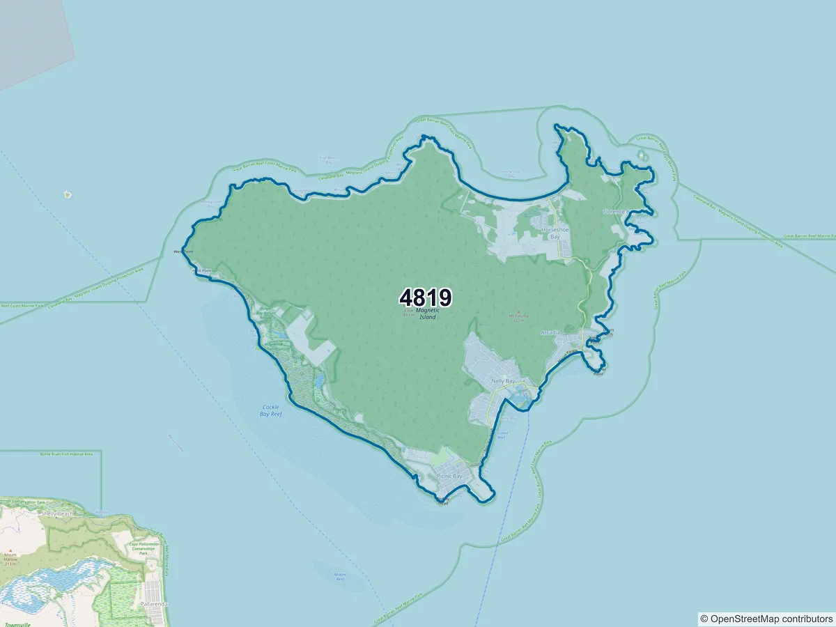 Map of postcode 4819 — Nelly Bay, QLD, Australia