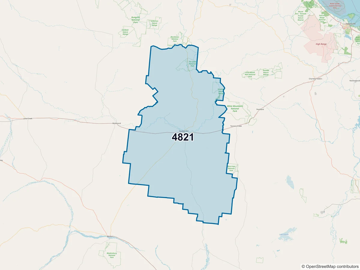 Map of postcode 4821 — Hughenden, QLD, Australia