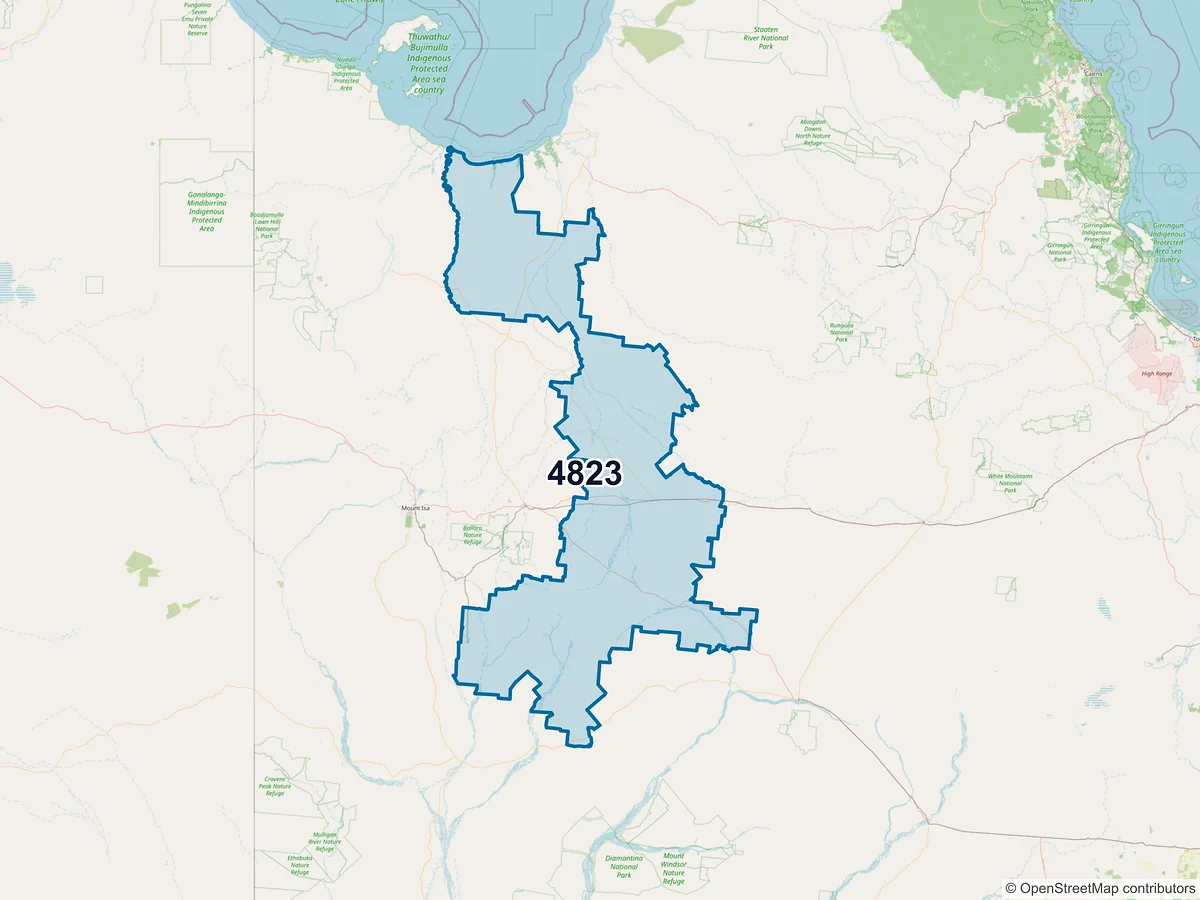 Map of postcode 4823 — Julia Creek, QLD, Australia