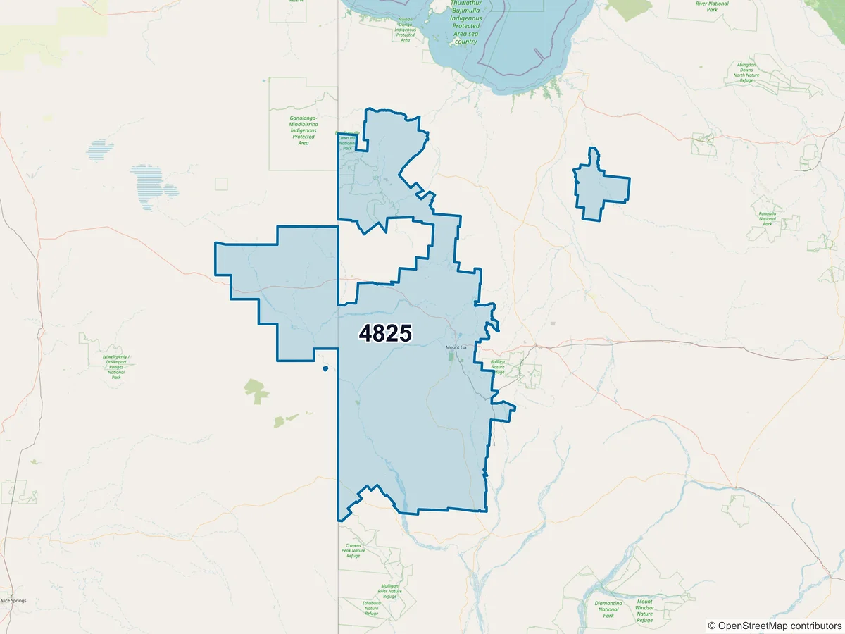 Map of postcode 4825 — Parkside, QLD, Australia