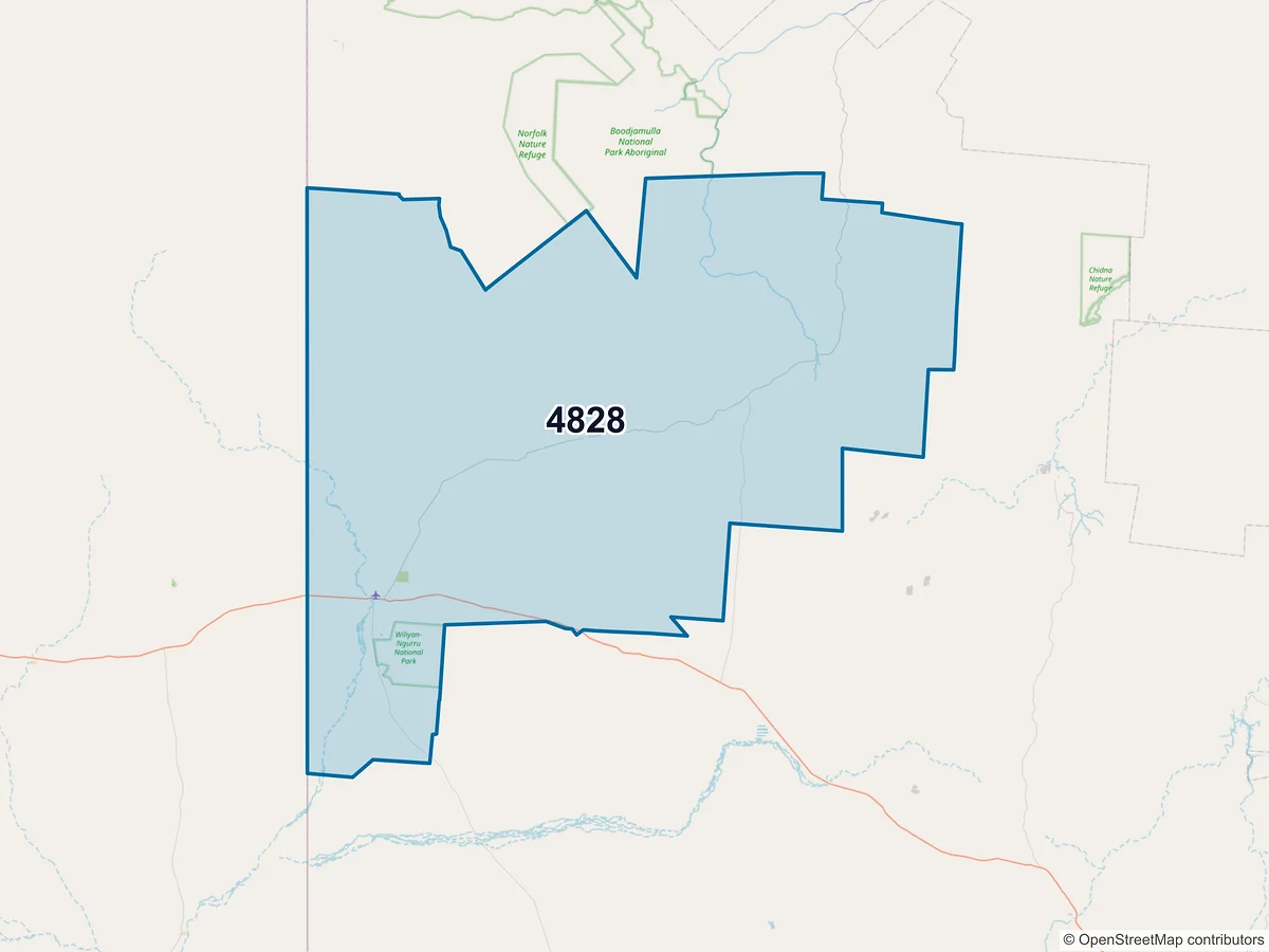 Map of postcode 4828 — Camooweal, QLD, Australia