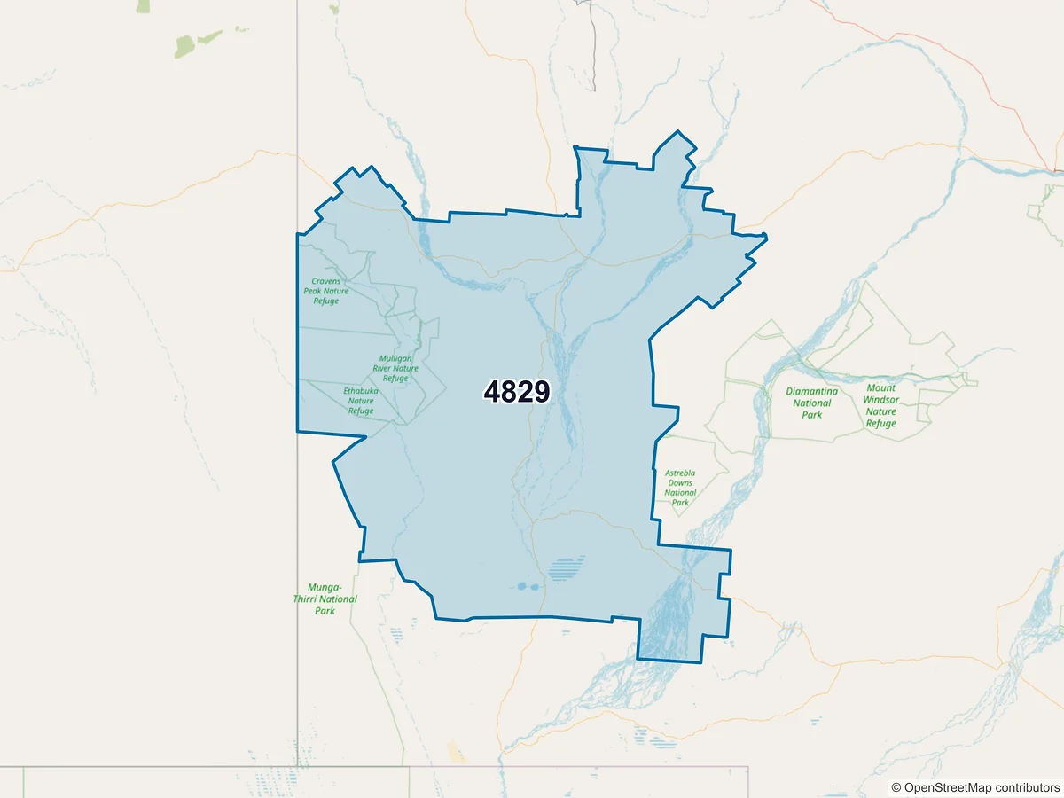 Map of postcode 4829 — Boulia, QLD, Australia