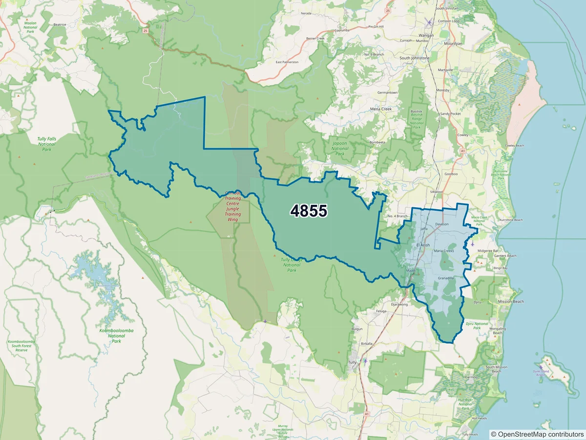 Map of postcode 4855 — El Arish, QLD, Australia