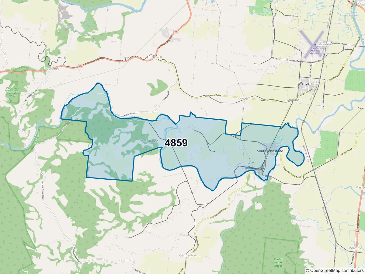 Map of postcode 4859 — South Johnstone, QLD, Australia