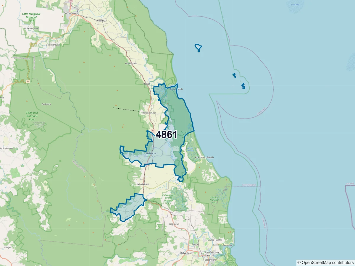 Map of postcode 4861 — Babinda, QLD, Australia