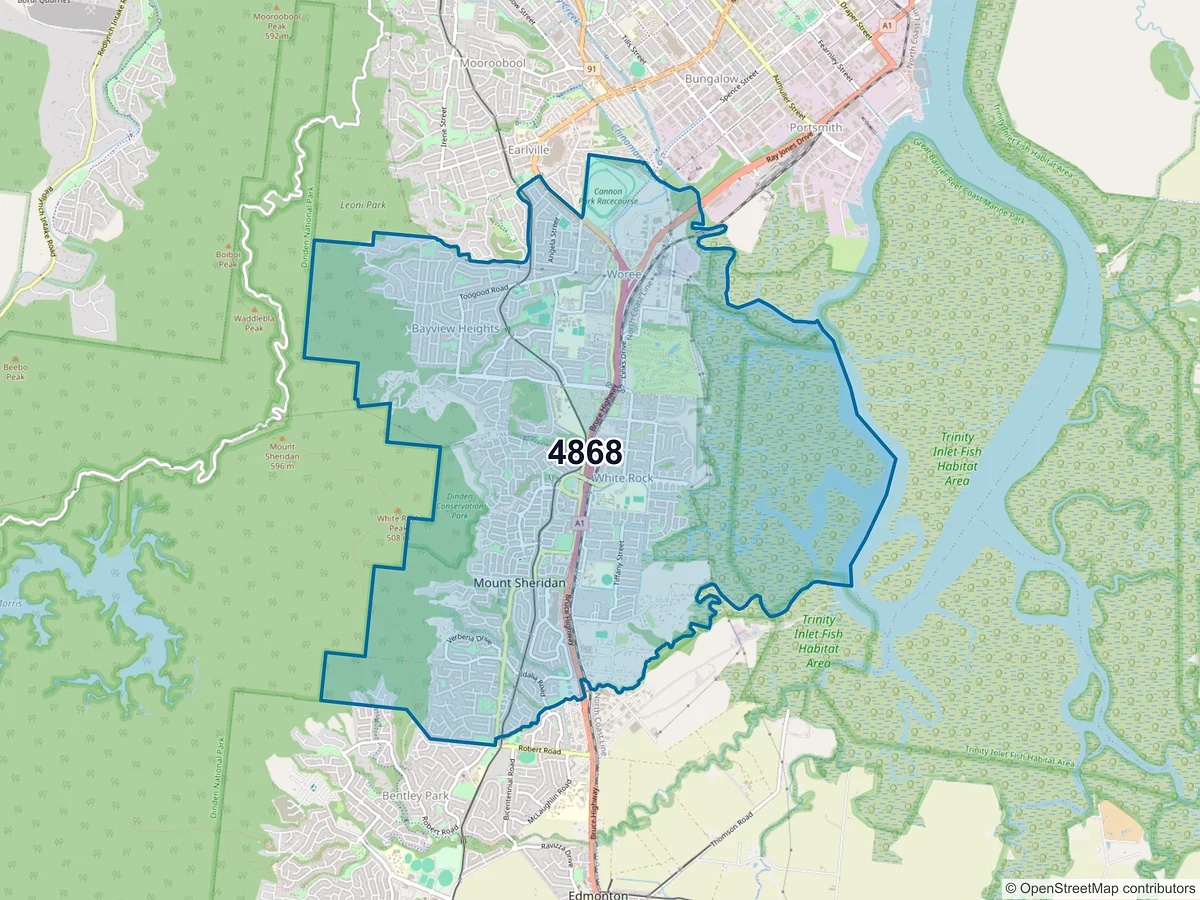 Map of postcode 4868 — Mount Sheridan, QLD, Australia