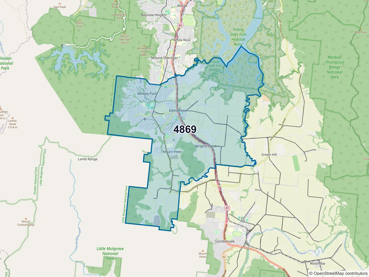 Map of postcode 4869 — Edmonton, QLD, Australia