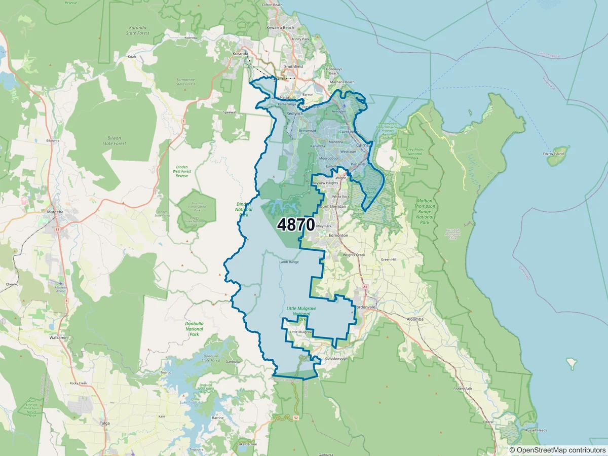 Map of postcode 4870 — Cairns City, QLD, Australia
