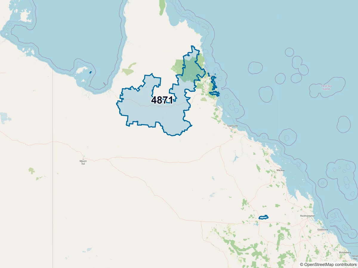 Map of postcode 4871 — Yarrabah, QLD, Australia
