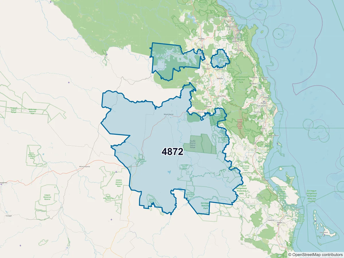 Map of postcode 4872 — Dimbulah, QLD, Australia