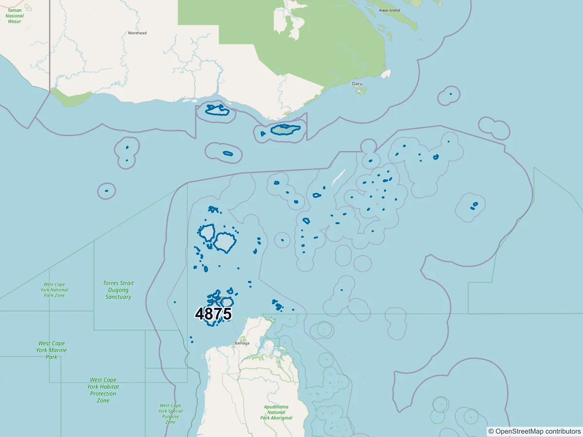 Map of postcode 4875 — Thursday Island, QLD, Australia