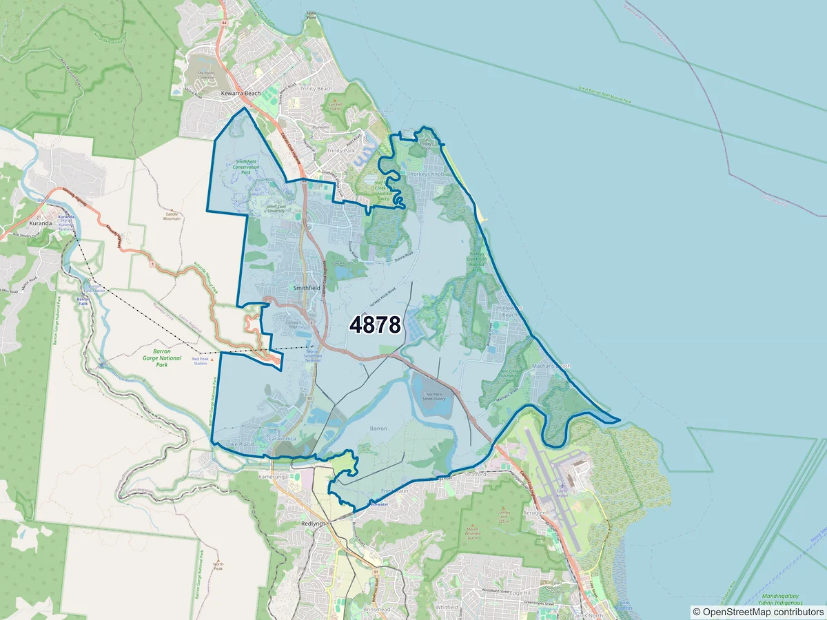 Map of postcode 4878 — Smithfield, QLD, Australia