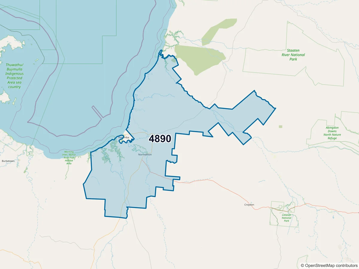 Map of postcode 4890 — Normanton, QLD, Australia