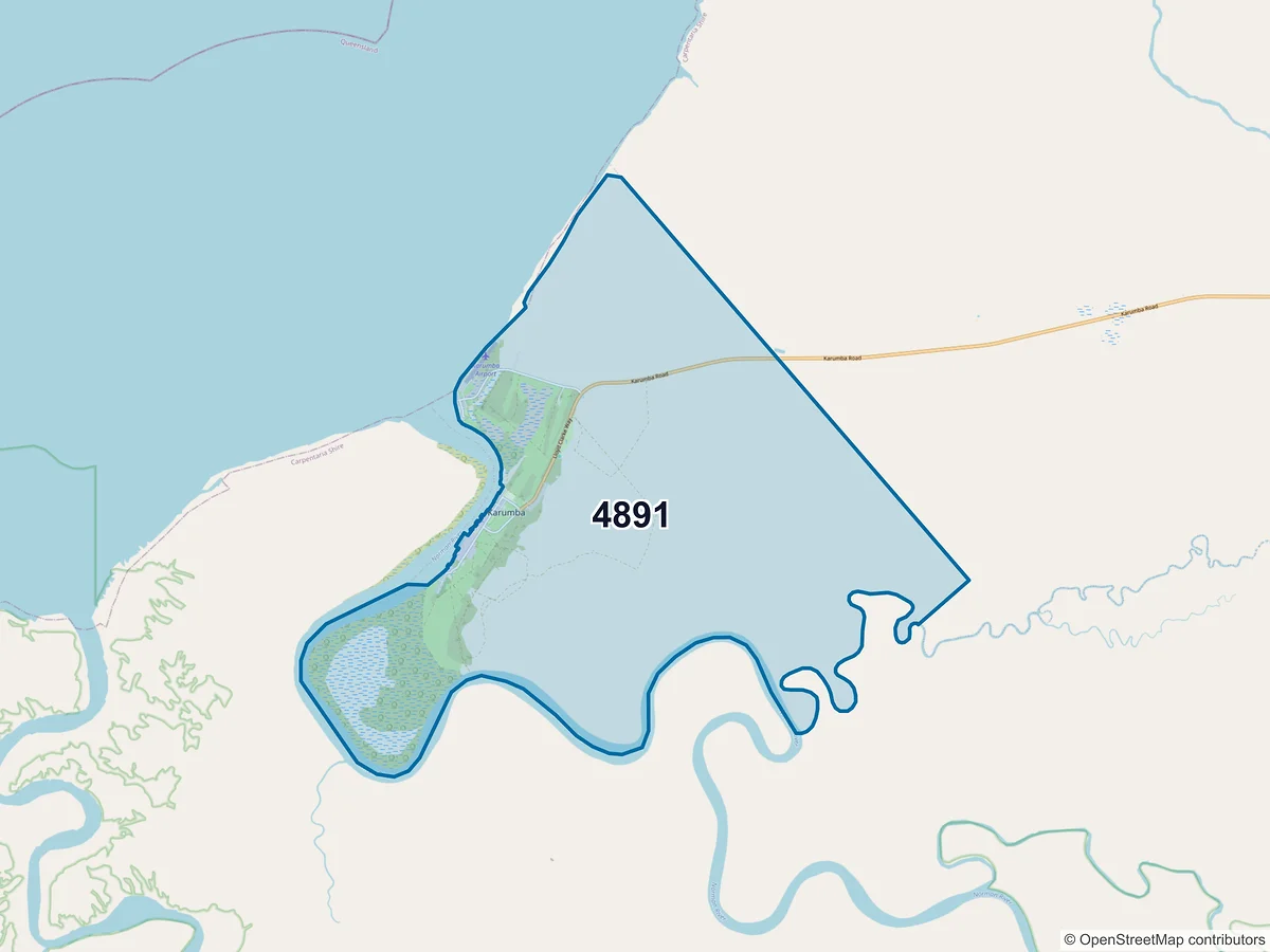 Map of postcode 4891 — Karumba, QLD, Australia