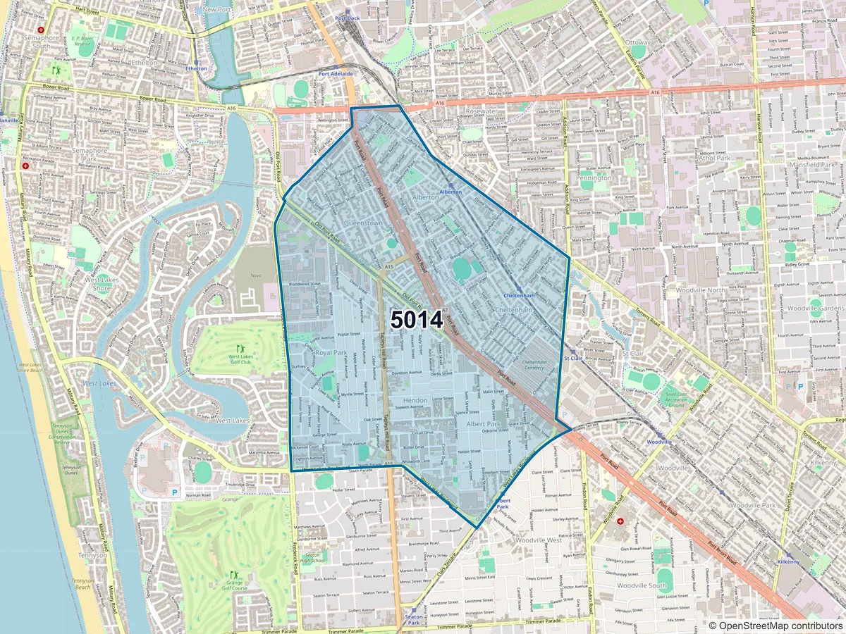 Map of postcode 5014 — Royal Park, SA, Australia