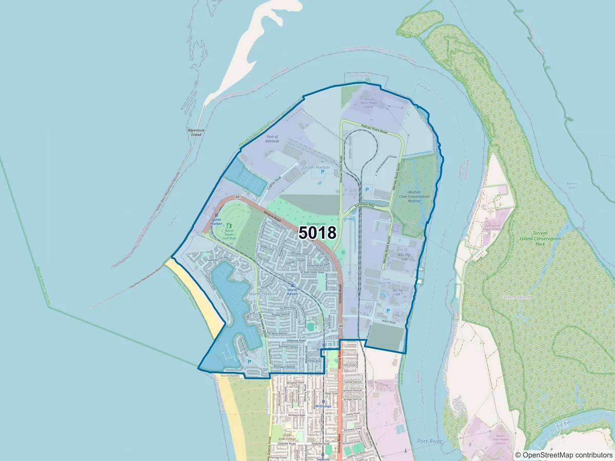 Map of postcode 5018 — North Haven, SA, Australia