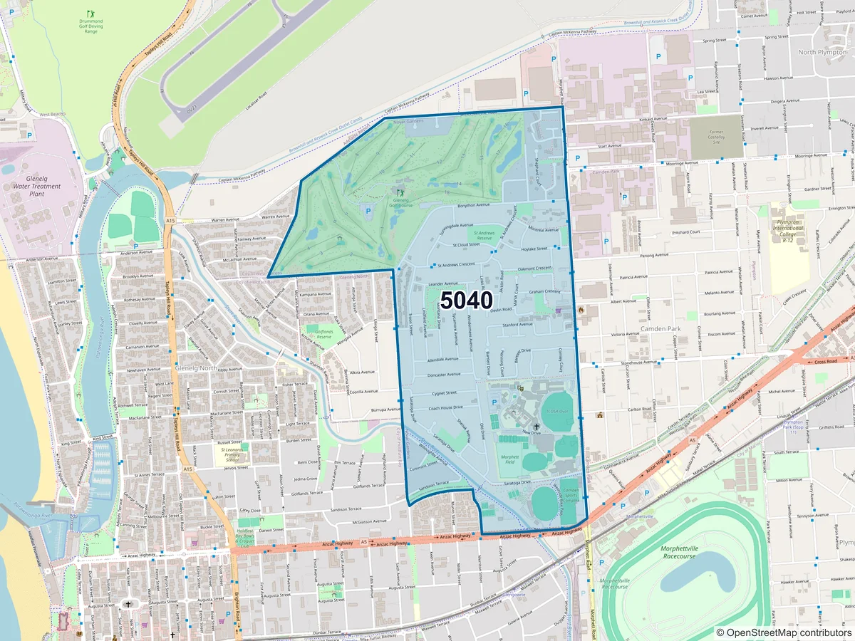 Map of postcode 5040 — Novar Gardens, SA, Australia