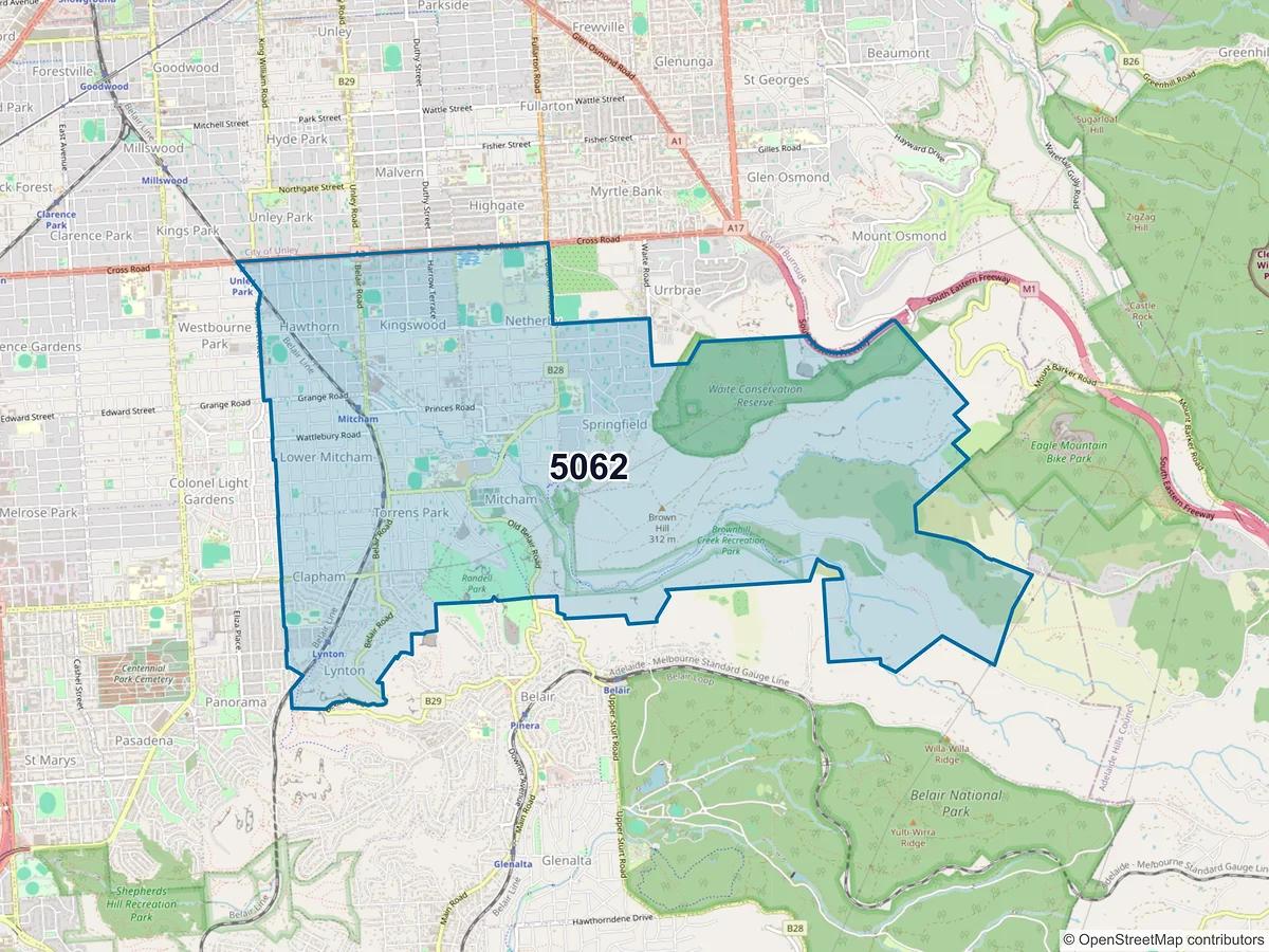 Map of postcode 5062 — Torrens Park, SA, Australia