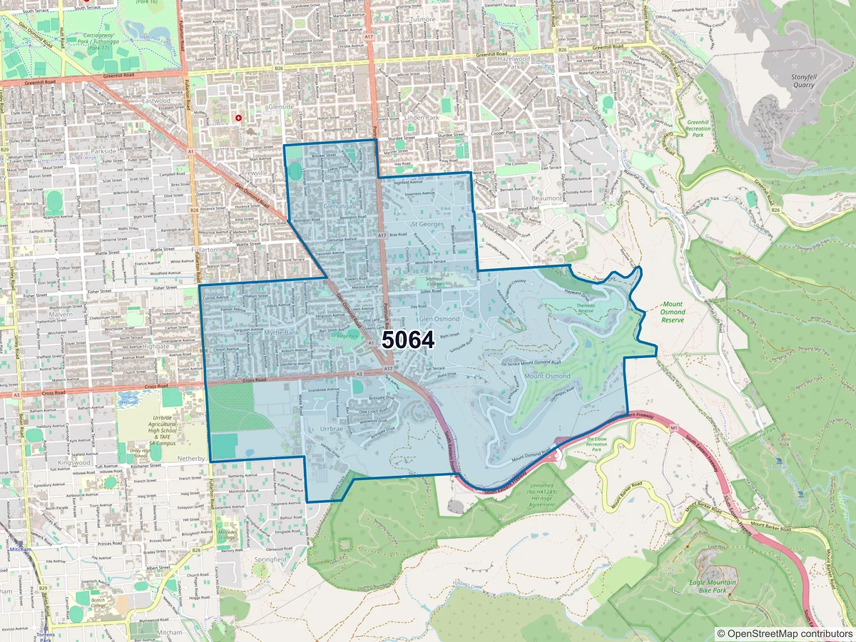 Map of postcode 5064 — Myrtle Bank, SA, Australia