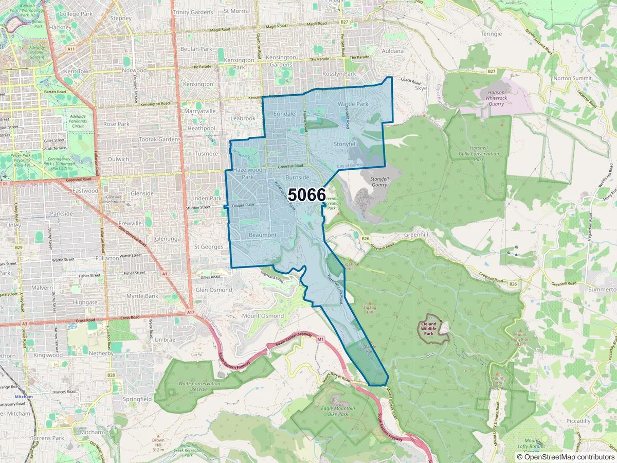 Map of postcode 5066 — Burnside, SA, Australia