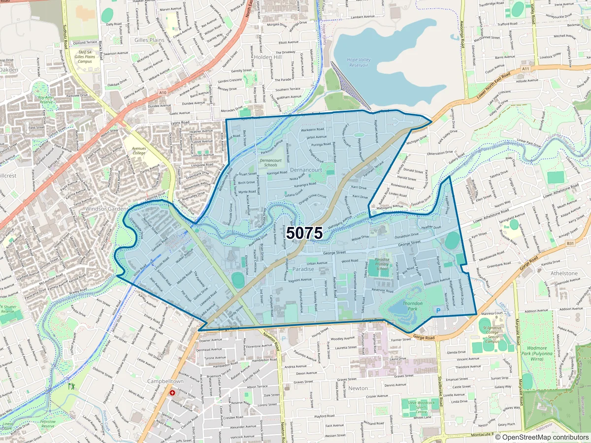 Map of postcode 5075 — Paradise, SA, Australia