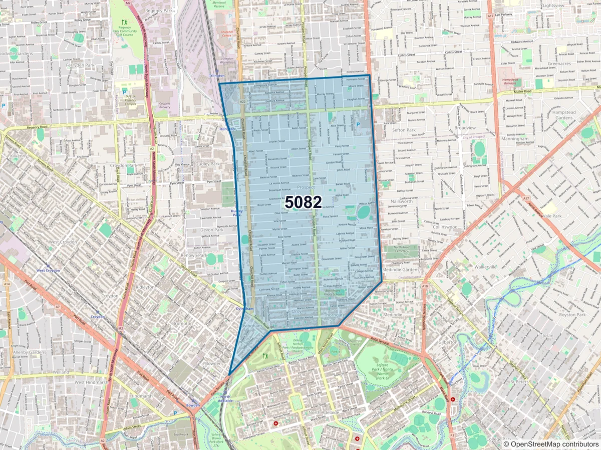 Map of postcode 5082 — Prospect, SA, Australia