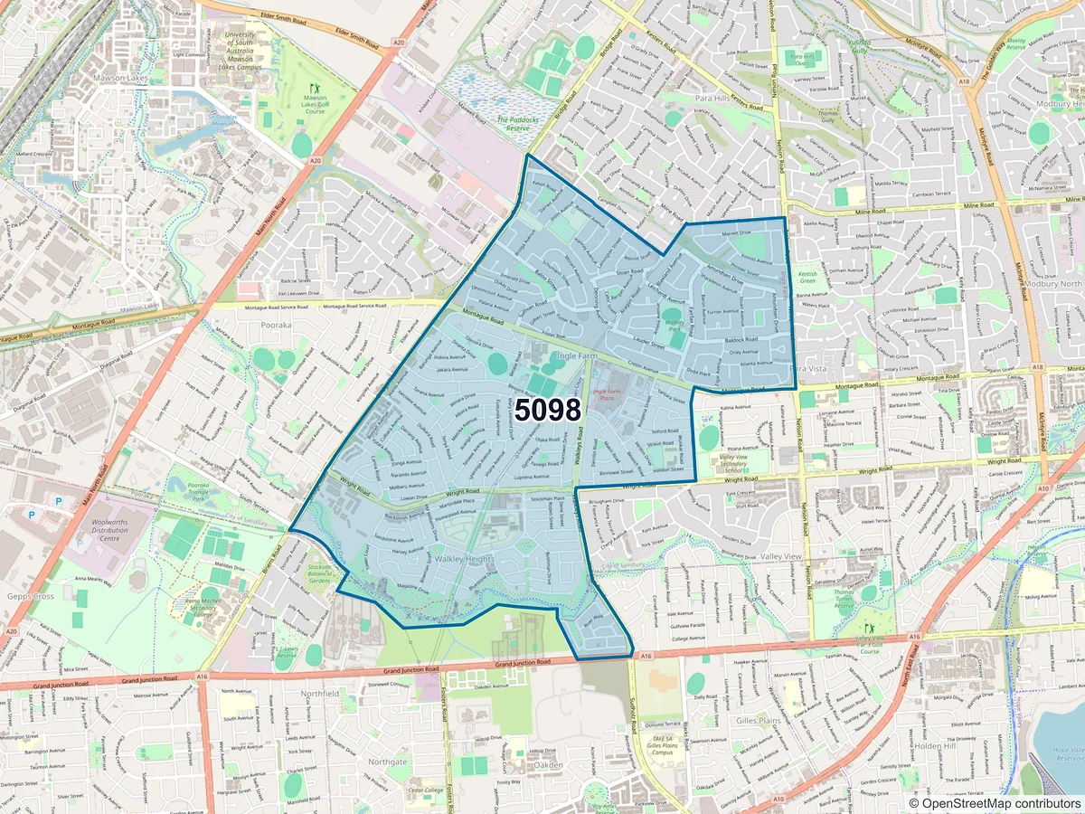 Map of postcode 5098 — Ingle Farm, SA, Australia