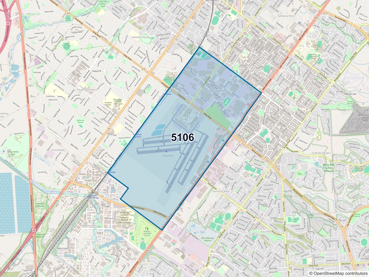 Map of postcode 5106 — Salisbury South, SA, Australia