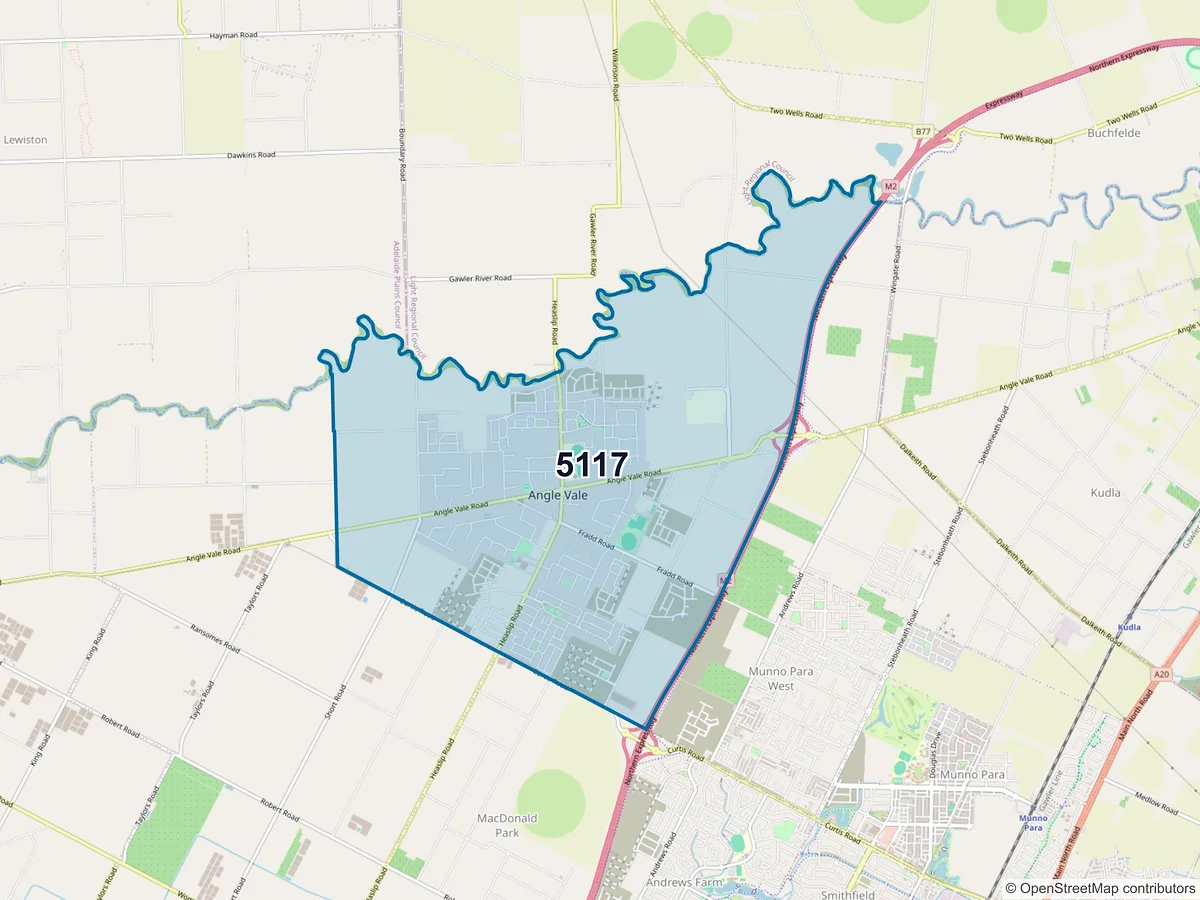 Map of postcode 5117 — Angle Vale, SA, Australia