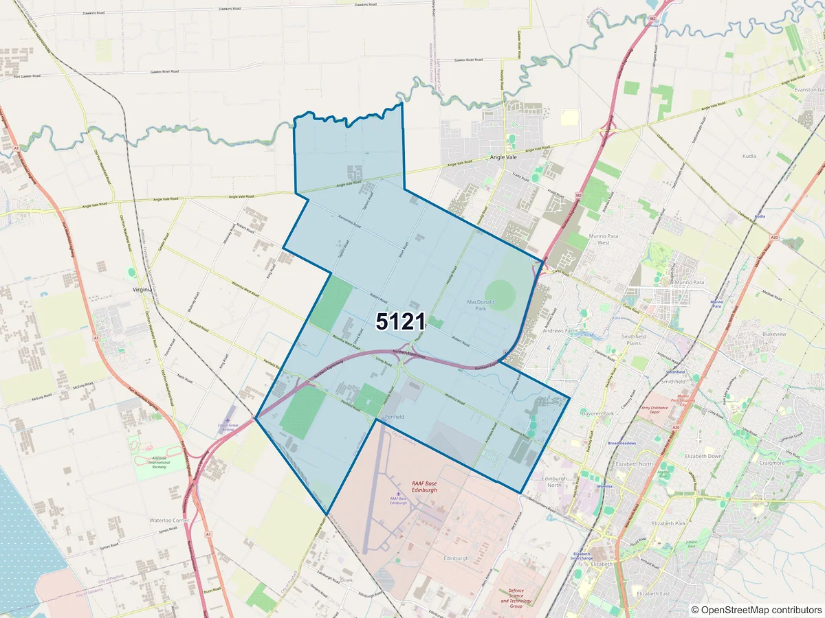 Map of postcode 5121 — Eyre, SA, Australia
