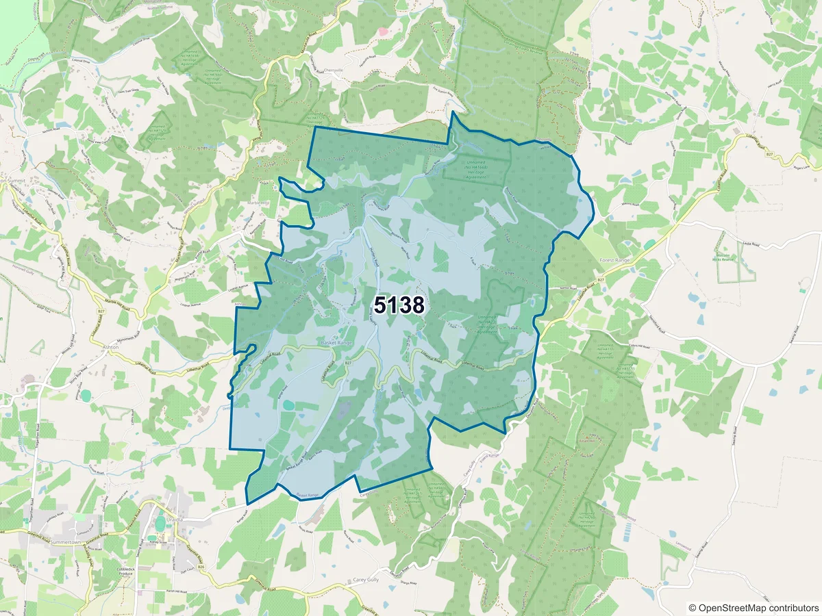 Map of postcode 5138 — Basket Range, SA, Australia