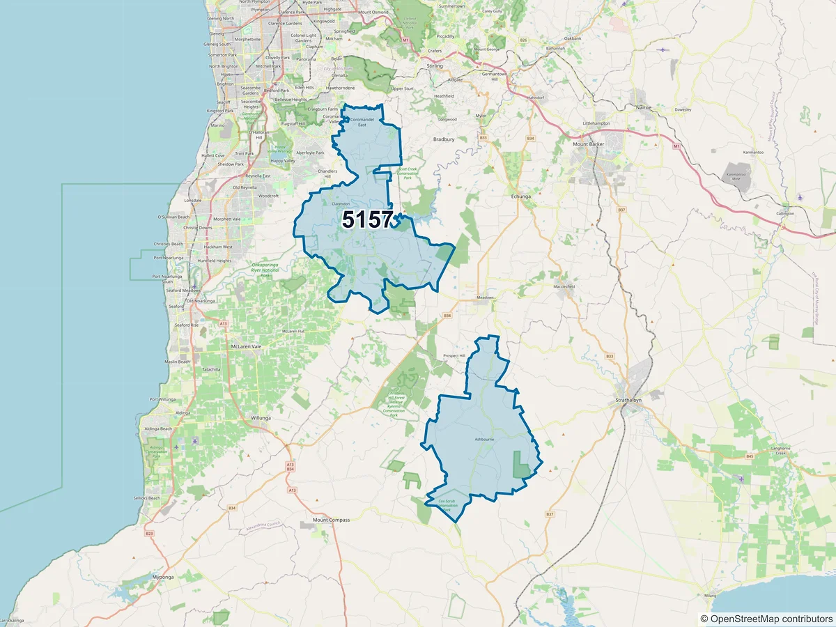 Map of postcode 5157 — Kangarilla, SA, Australia