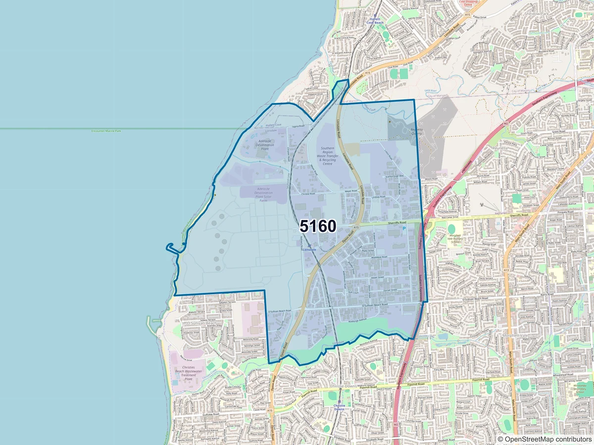 Map of postcode 5160 — Lonsdale, SA, Australia