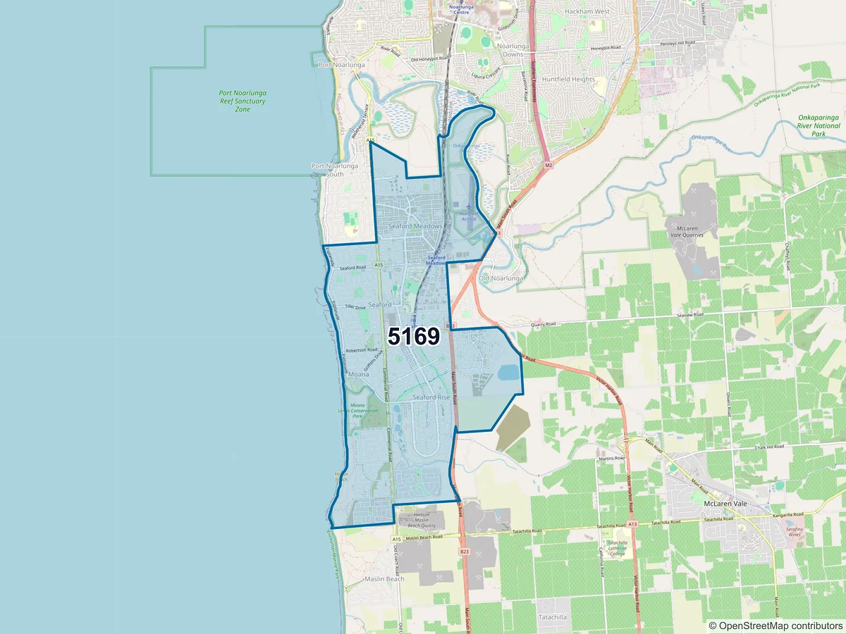Map of postcode 5169 — Seaford, SA, Australia