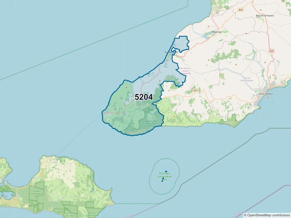 Map of postcode 5204 — Normanville, SA, Australia