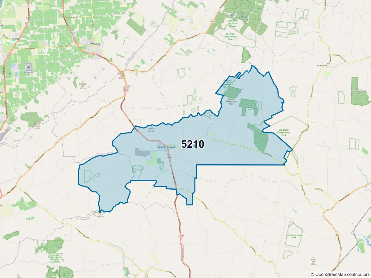 Map of postcode 5210 — Mount Compass, SA, Australia
