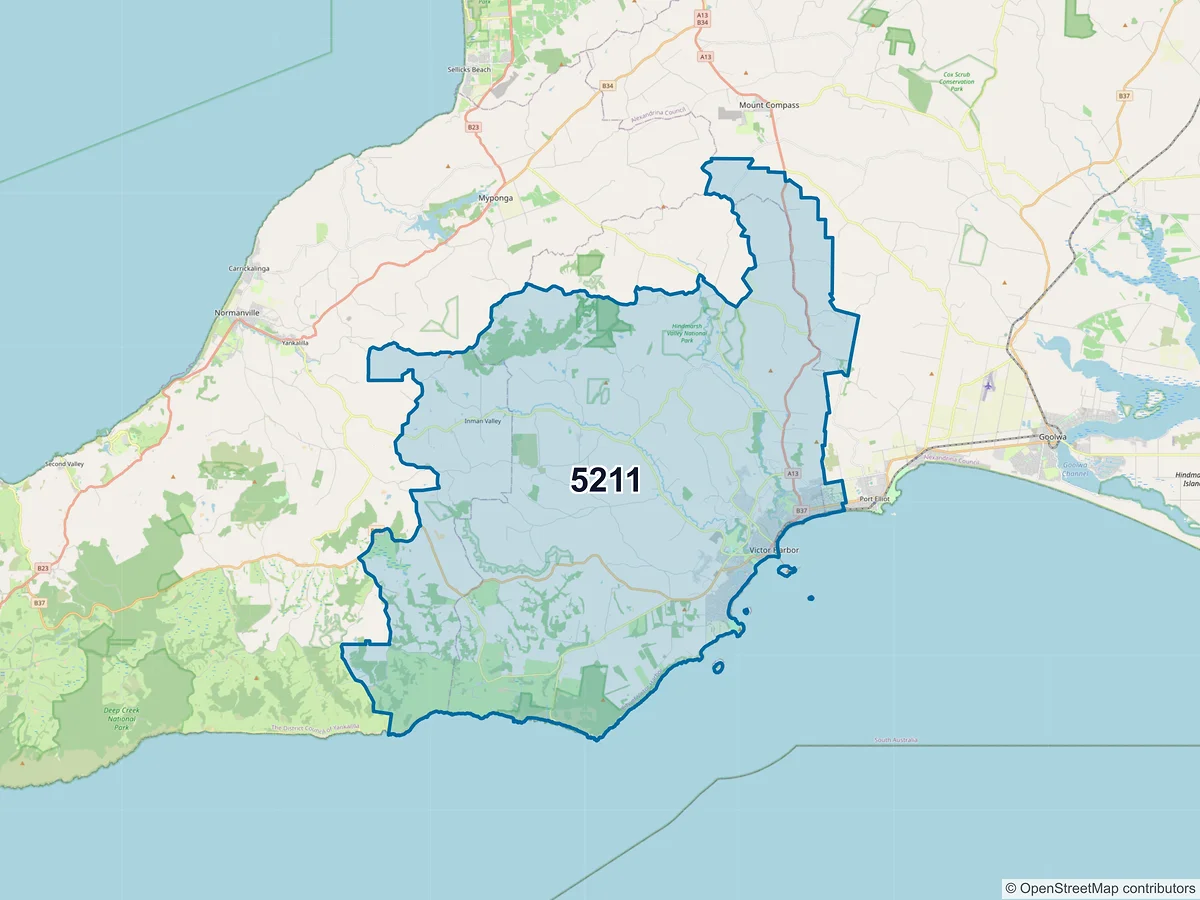 Map of postcode 5211 — Victor Harbor, SA, Australia