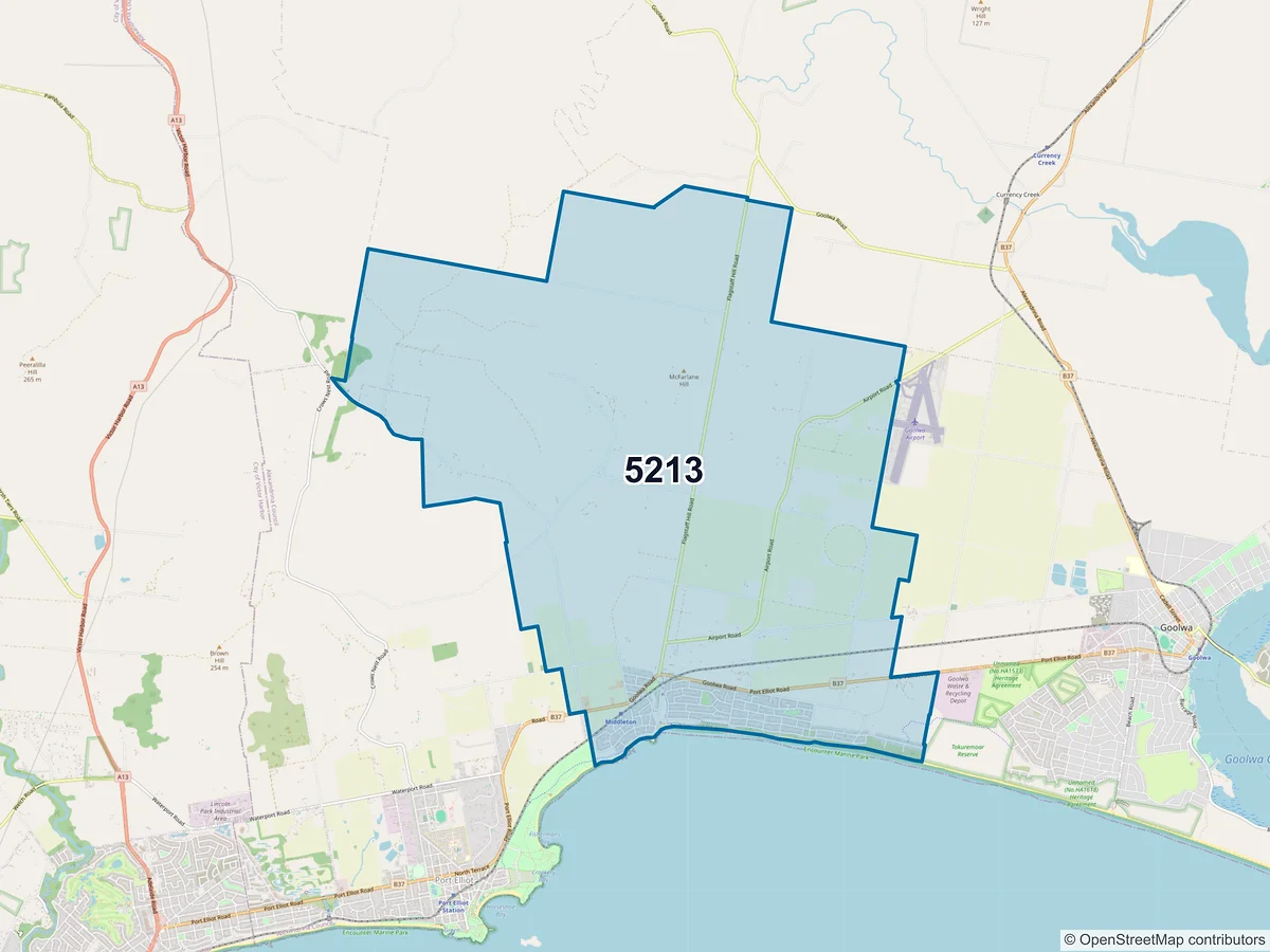 Map of postcode 5213 — Middleton, SA, Australia