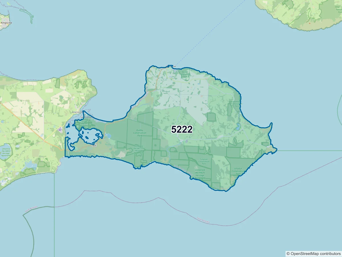 Map of postcode 5222 — Penneshaw, SA, Australia