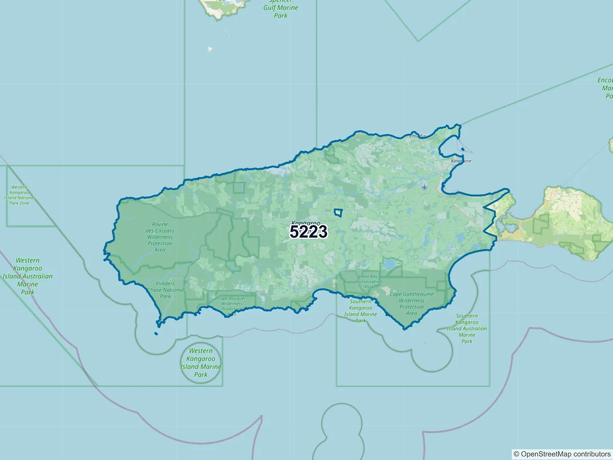 Map of postcode 5223 — Kingscote, SA, Australia