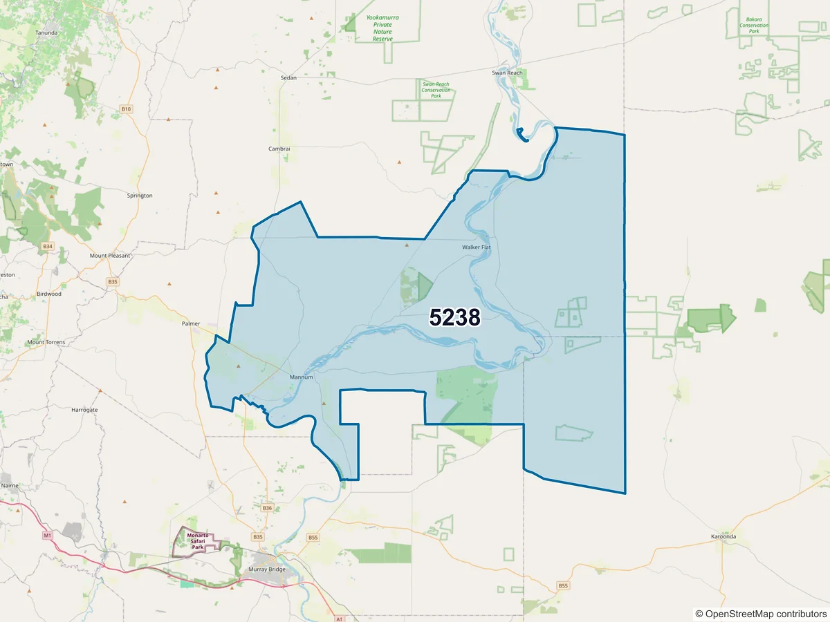 Map of postcode 5238 — Mannum, SA, Australia