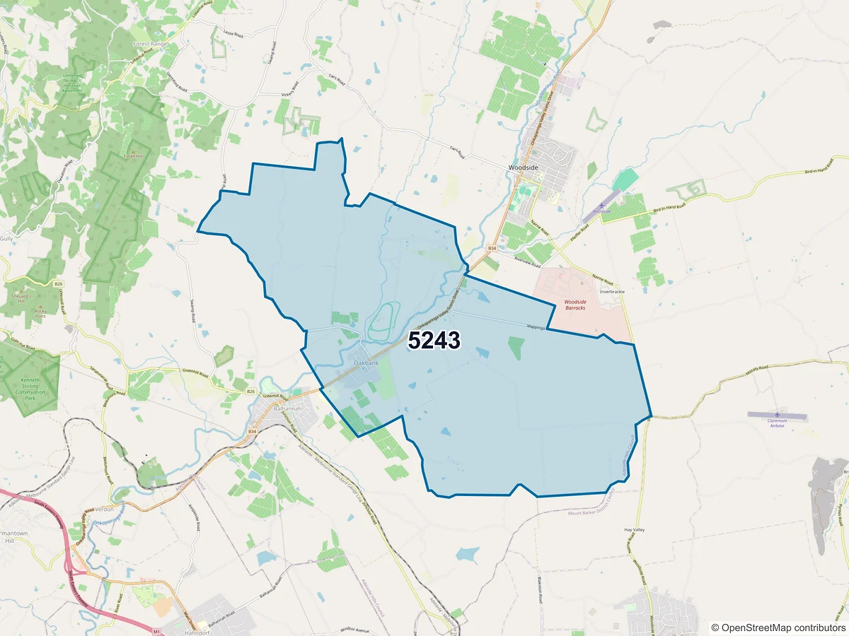Map of postcode 5243 — Oakbank, SA, Australia