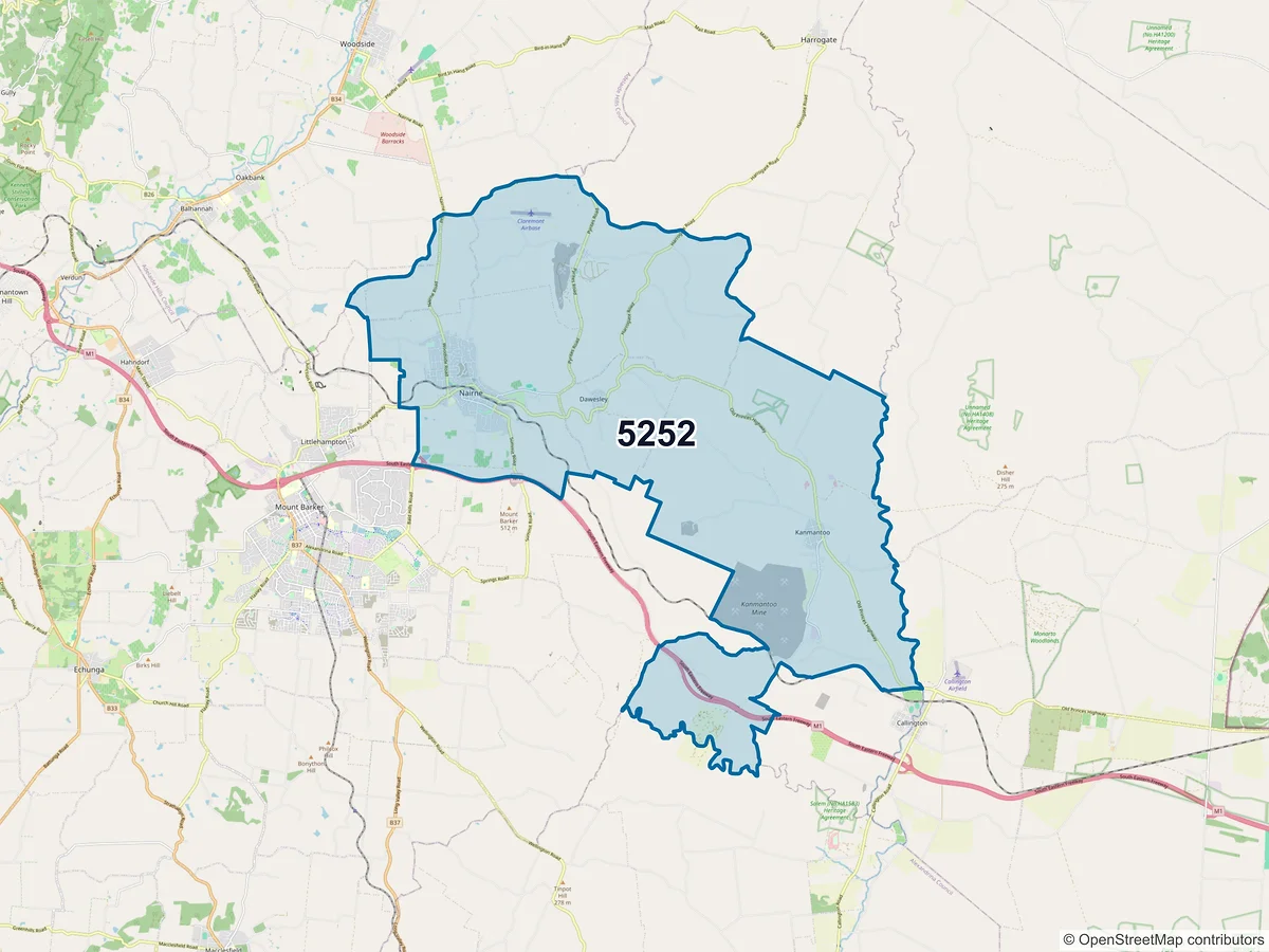 Map of postcode 5252 — Nairne, SA, Australia