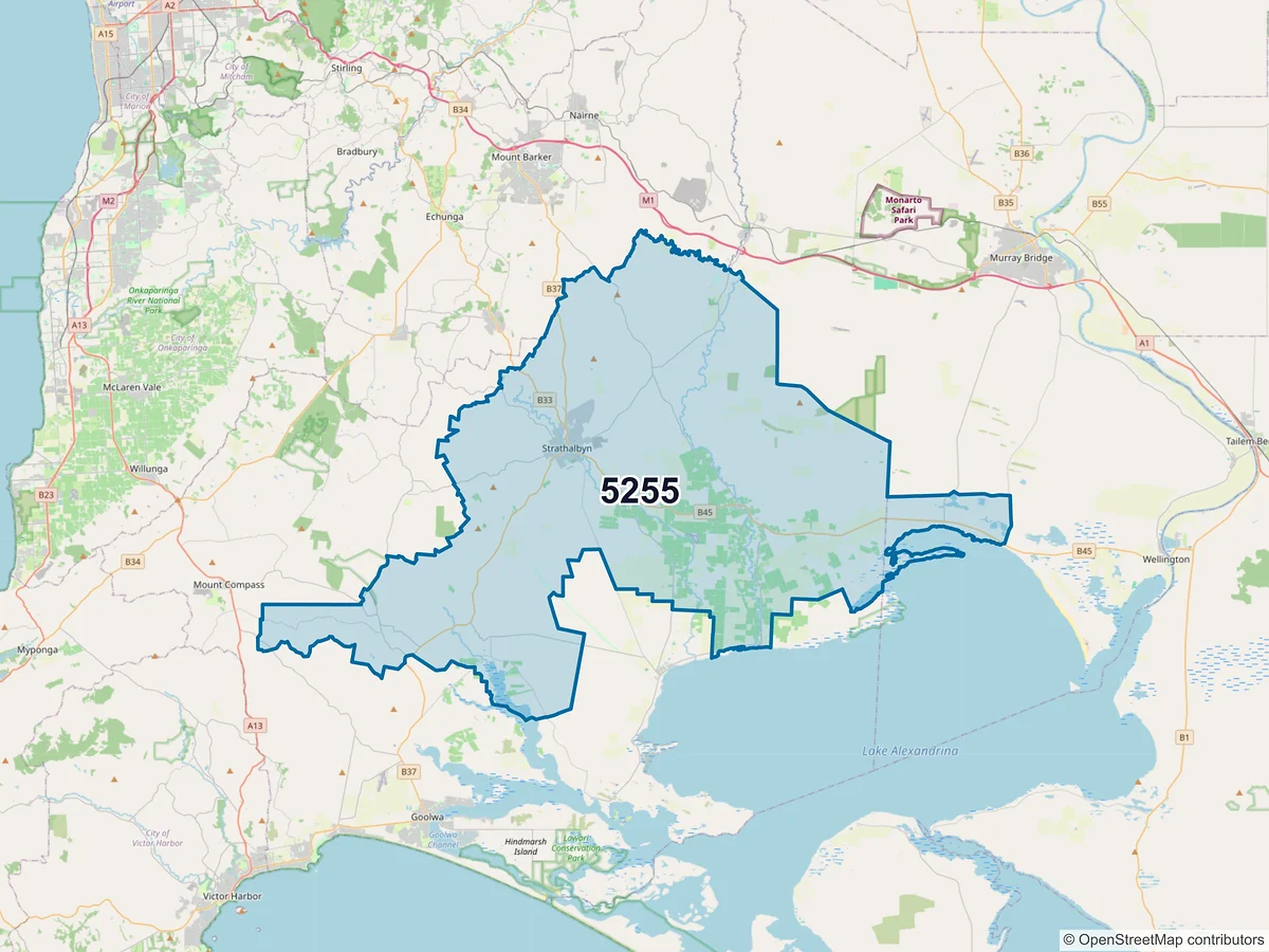 Map of postcode 5255 — Strathalbyn, SA, Australia