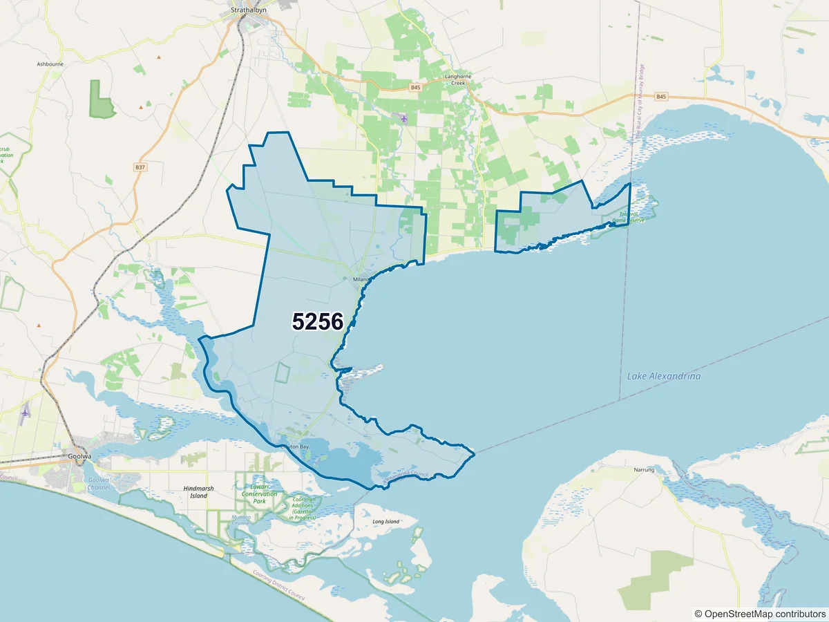 Map of postcode 5256 — Milang, SA, Australia