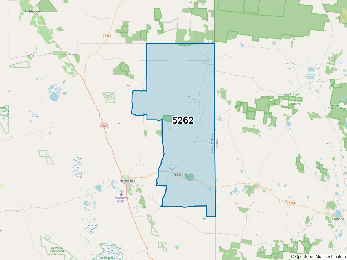 Map of postcode 5262 — Hynam, SA, Australia