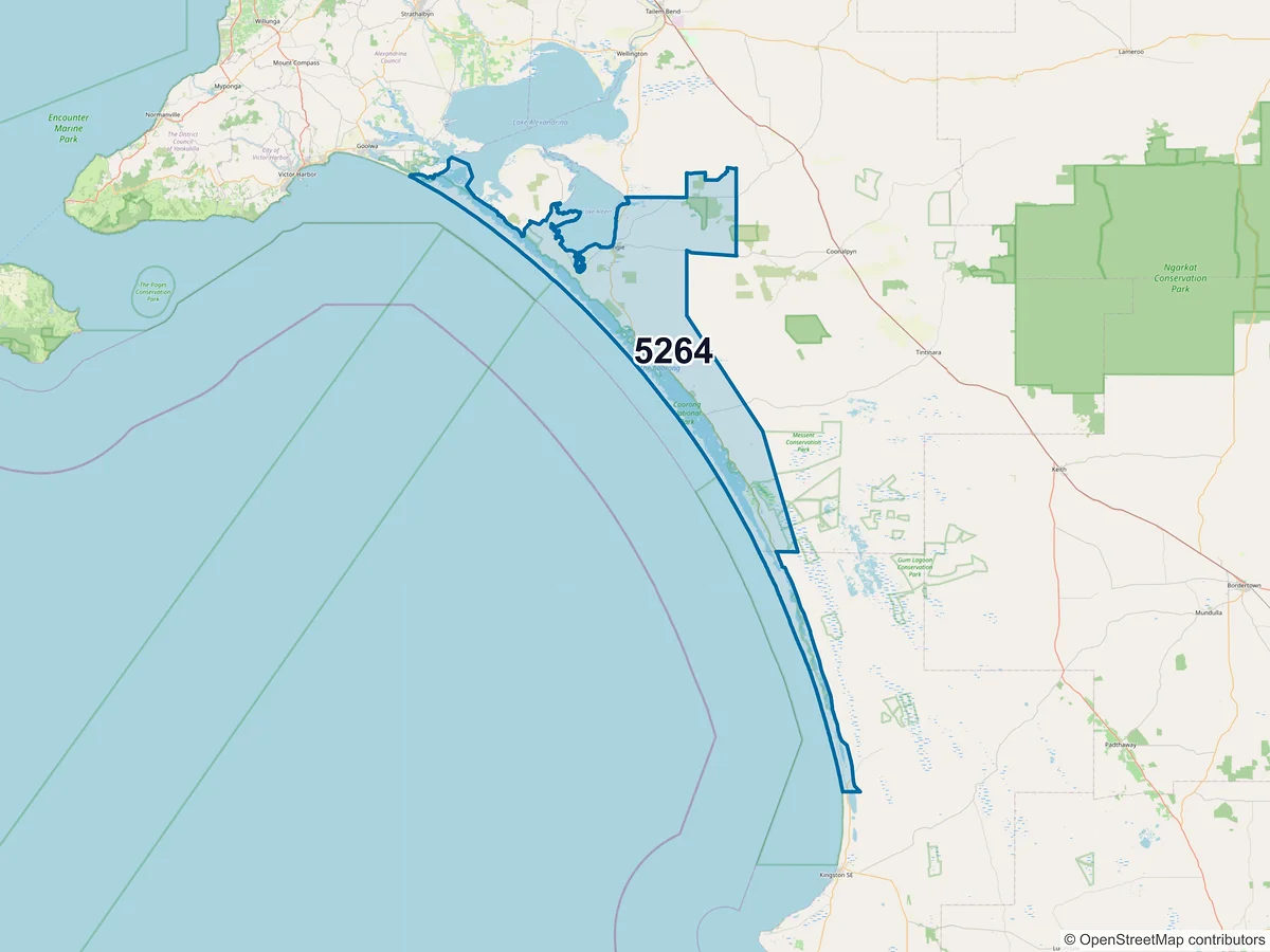 Map of postcode 5264 — Meningie, SA, Australia