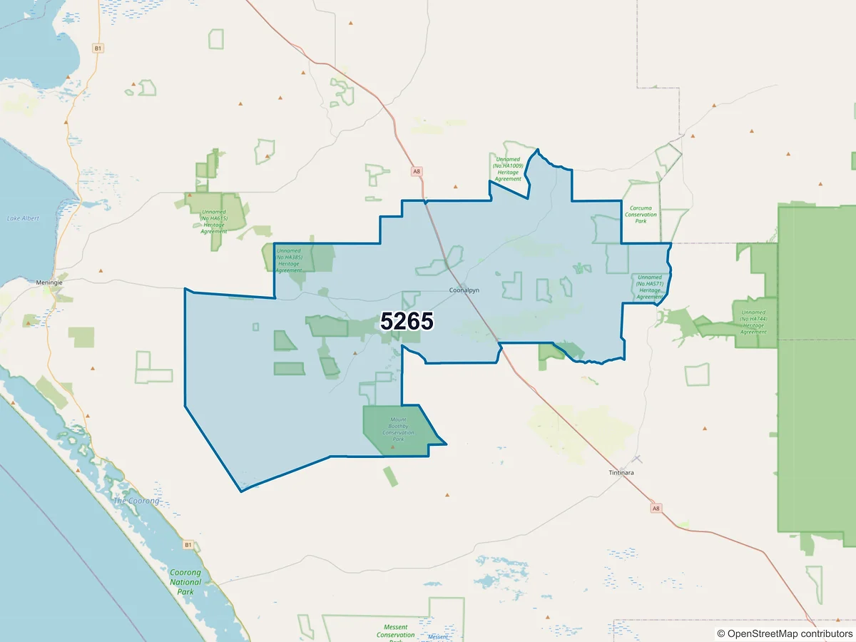 Map of postcode 5265 — Coonalpyn, SA, Australia