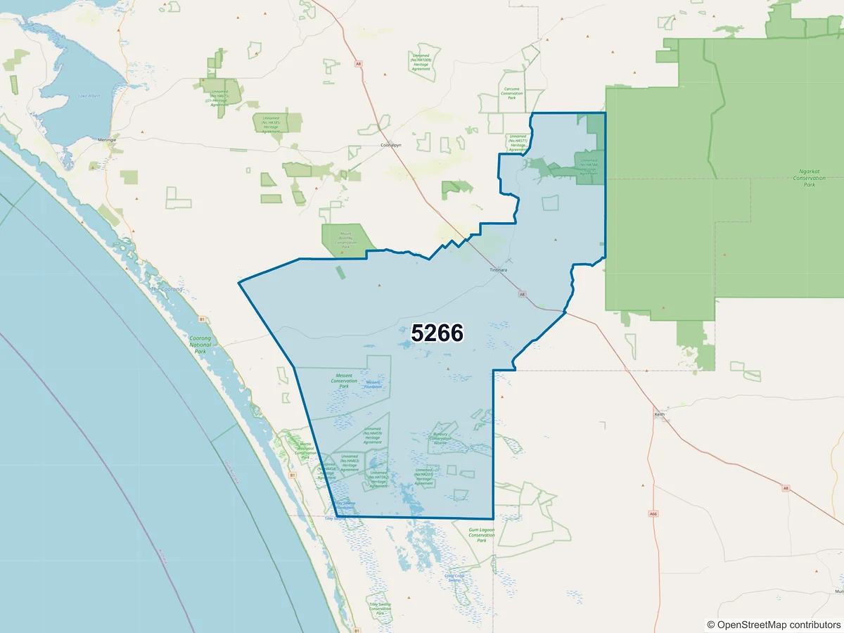 Map of postcode 5266 — Tintinara, SA, Australia