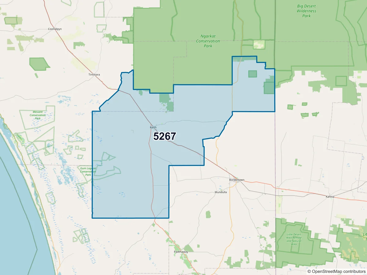 Map of postcode 5267 — Keith, SA, Australia